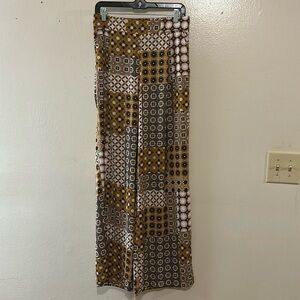 NWT Drew Patchwork Pleated Wide Leg Satin Pants SZ Med